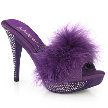 ELEGANT-401F | Fialové pantofle s chmýřím ELEG401F/PPPU/M Fabulicious
