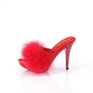 Červené pantofle s chmýřím ELEG401F/RPU/M | ELEGANT-401F Fabulicious - z vnitřku