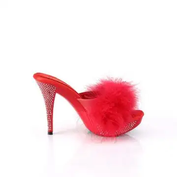 Červené pantofle s chmýřím ELEG401F/RPU/M | ELEGANT-401F Fabulicious - z vnějšku