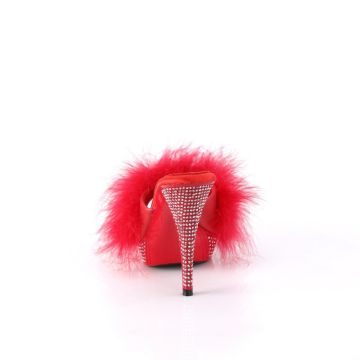 Červené pantofle s chmýřím ELEG401F/RPU/M | ELEGANT-401F Fabulicious - zezadu Červené pantofle s chmýřím ELEG401F/RPU/M | ELEGANT-401F Fabulicious - zezadu