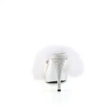 Bílé pantofle s chmýřím ELEG401F/WPU/M | ELEGANT-401F Fabulicious - zezadu