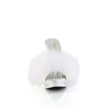 Bílé pantofle s chmýřím ELEG401F/WPU/M | ELEGANT-401F Fabulicious - zepředu