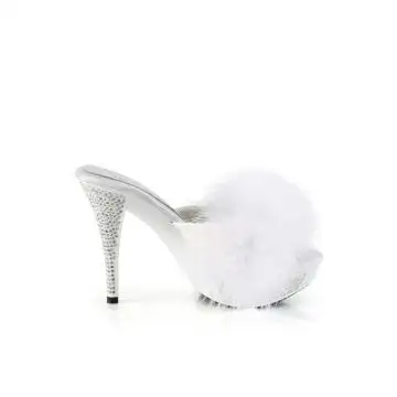 Bílé pantofle s chmýřím ELEG401F/WPU/M | ELEGANT-401F Fabulicious - z vnějšku