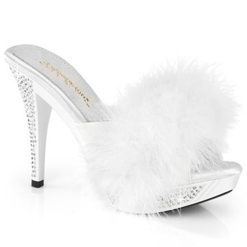 Bílé pantofle s chmýřím ELEG401F/WPU/M | ELEGANT-401F Fabulicious Bílé pantofle s chmýřím ELEG401F/WPU/M | ELEGANT-401F Fabulicious