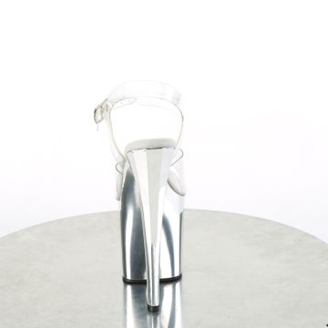 Stříbrné pole dance boty ENC708/C/SCH | ENCHANT-708 Pleaser - zezadu