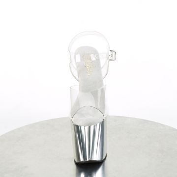 Stříbrné pole dance boty ENC708/C/SCH | ENCHANT-708 Pleaser - zepředu