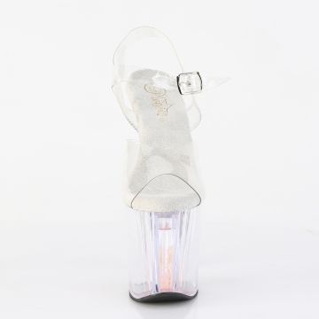 Taneční sandály Pleaser ENC708AQUA-01/C/C-BP s květy a motýly | ENCHANT-708AQUA-01 Pleaser - zepředu