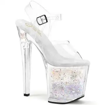 Průhledné sandály Pleaser ENC708AQUA-02/C/C-S se zdobením | ENCHANT-708AQUA-02 Pleaser