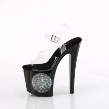 Svítící sandály na podpatku Pleaser ENC708LT-C/C/B-SG | ENCHANT-708LT-CIRCLE Pleaser - z vnitřku