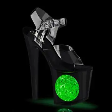 Svítící sandály na podpatku Pleaser ENC708LT-C/C/B-SG | ENCHANT-708LT-CIRCLE Pleaser