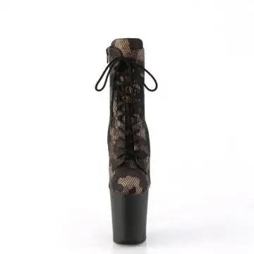 Taneční kozačky s kamufláží Pleaser FLAM1020CM/GRNMS/B | FLAMINGO-1020CM Pleaser - zepředu