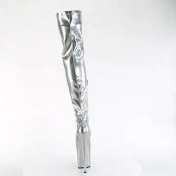 Stříbrné sexy kozačky FLAM3000HWR/SHG/M | FLAMINGO-3000HWR Pleaser - zezadu