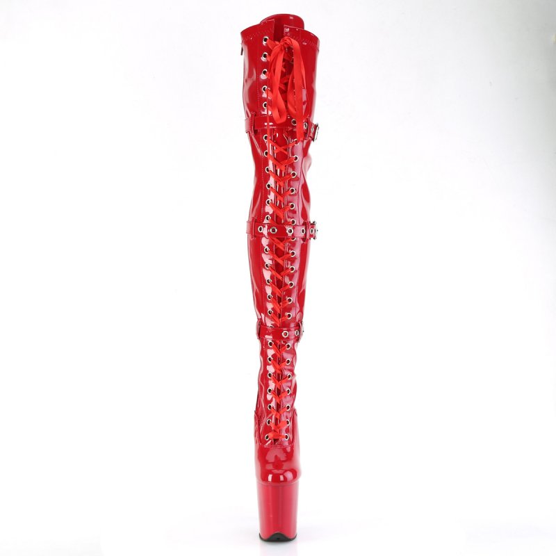 Červené erotické kozačky FLAM3028/R/M | FLAMINGO-3028 Pleaser - zepředu