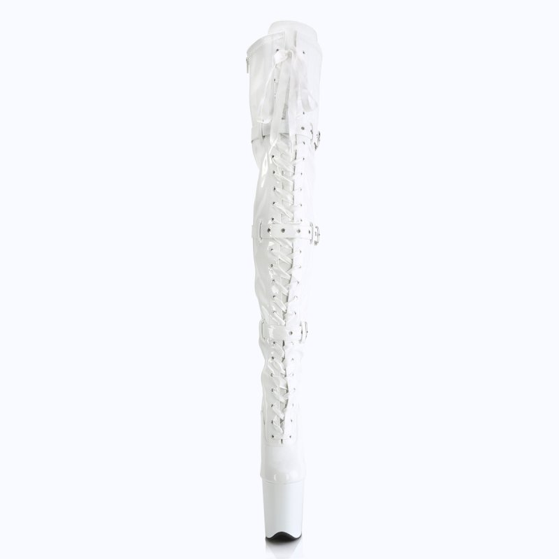 Bílé erotické kozačky FLAM3028/W/M | FLAMINGO-3028 Pleaser - zepředu