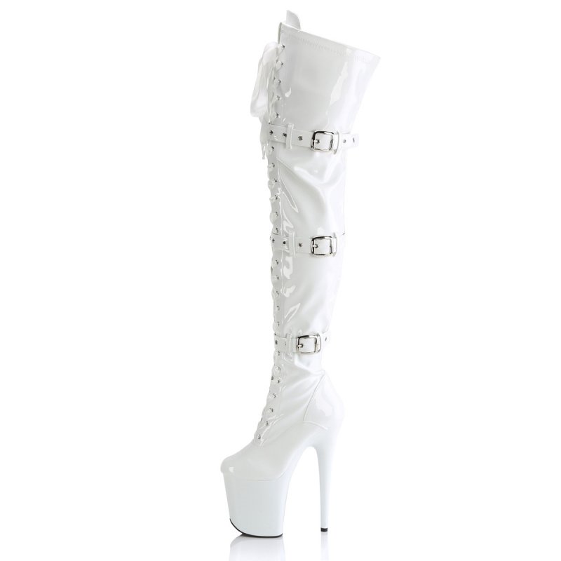 Bílé erotické kozačky FLAM3028/W/M | FLAMINGO-3028 Pleaser - z vnitřku