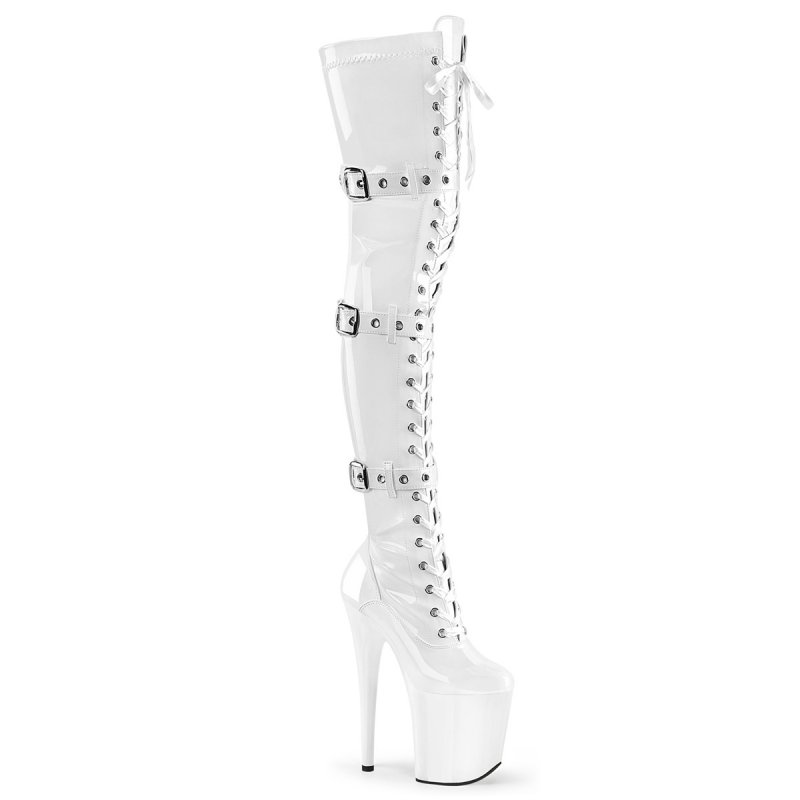 Bílé erotické kozačky FLAM3028/W/M | FLAMINGO-3028 Pleaser