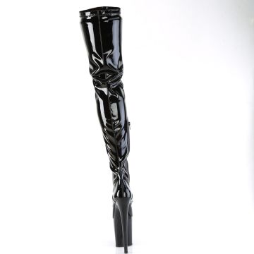 Černé dominantní kozačky na extrémním podpatku FLAM4000/B/M | FLAMINGO-4000 Pleaser - zezadu