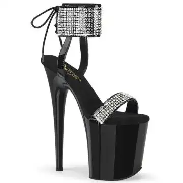 Černé luxusní sandály na platformě FLAM870/B-RS/M Pleaser | FLAMINGO-870 Pleaser