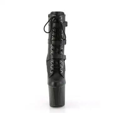 Černé kotníčkové kozačky s přezkami ENC1043/BPU/M Pleaser | ENCHANT-1043 Pleaser - zepředu