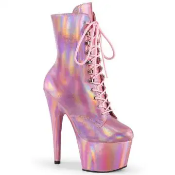 Růžové kozačky s hologramem ADO1020HG/BPHG/M Pleaser