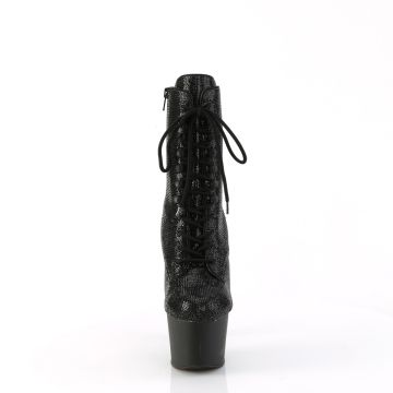 Černé luxusní kotníčkové kozačky ADO1020RS/BRS/M | ADORE-1020RS Pleaser - zepředu Černé luxusní kotníčkové kozačky ADO1020RS/BRS/M | ADORE-1020RS Pleaser - zepředu