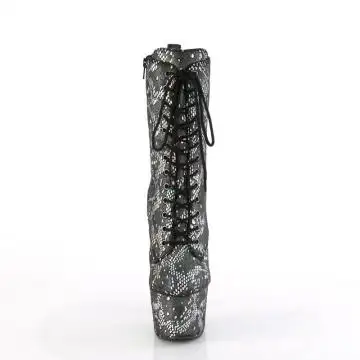 Stříbrné pole dance kozačky ADO1040SPF/SMFA/M | ADORE-1040SPF Pleaser - zepředu
