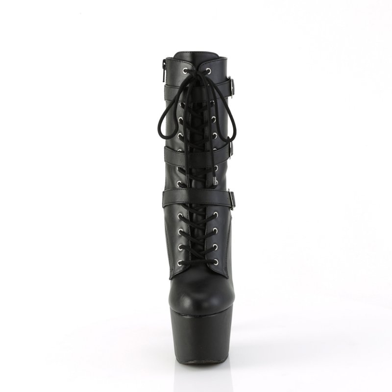 Černé matné taneční kozačky ADO1043/BPU/M | ADORE-1043 Pleaser - zepředu