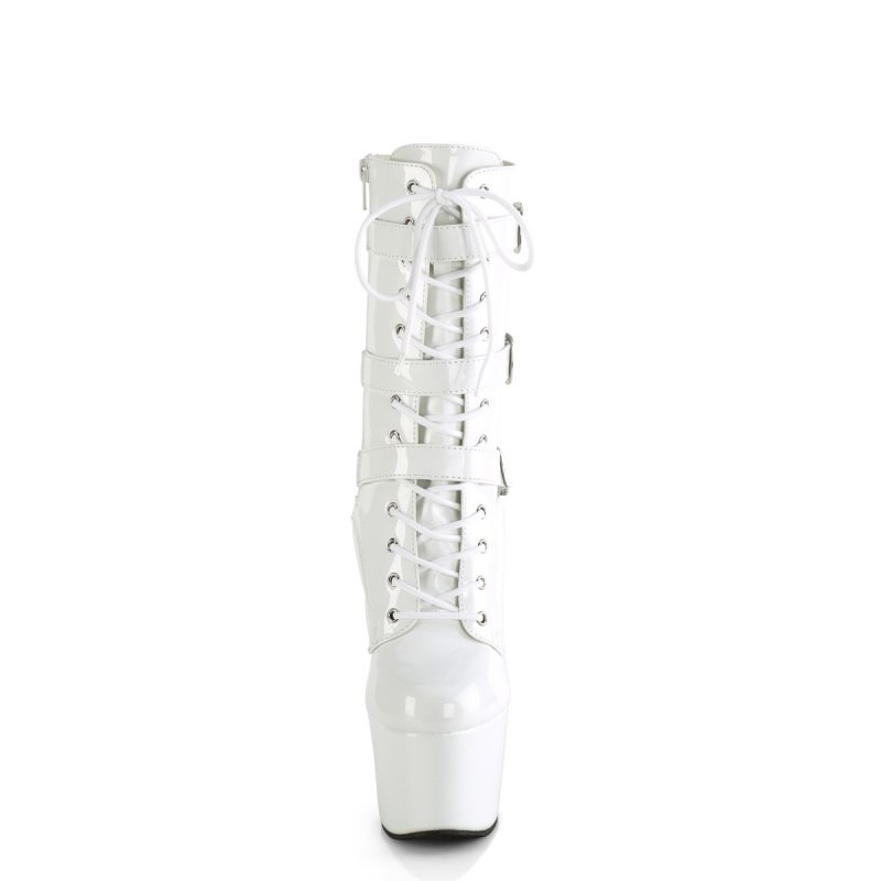 Bílé lesklé taneční kozačky ADO1043/W/M | ADORE-1043 Pleaser - zepředu