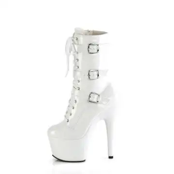 Bílé lesklé taneční kozačky ADO1043/W/M | ADORE-1043 Pleaser - z vnitřku