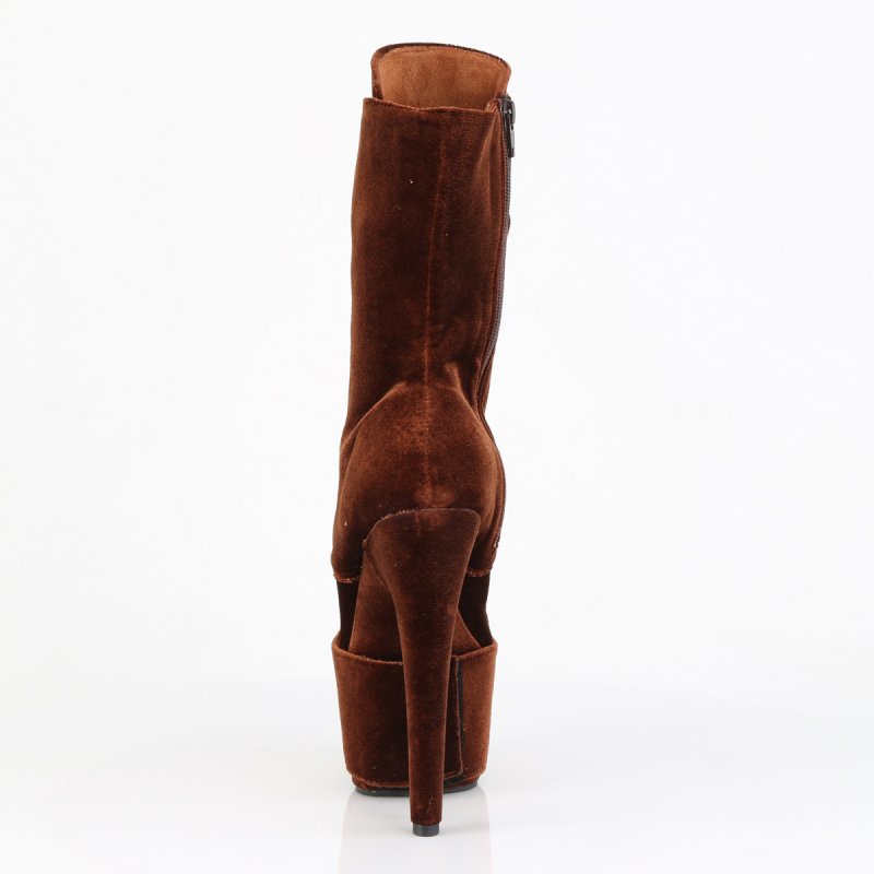 Hnědé taneční kozačky ADO1045VEL/BN/M | ADORE-1045VEL Pleaser - zezadu