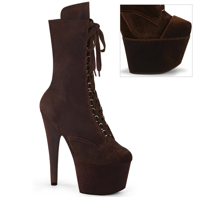 Hnědé taneční kozačky ADO1045VEL/BN/M | ADORE-1045VEL Pleaser