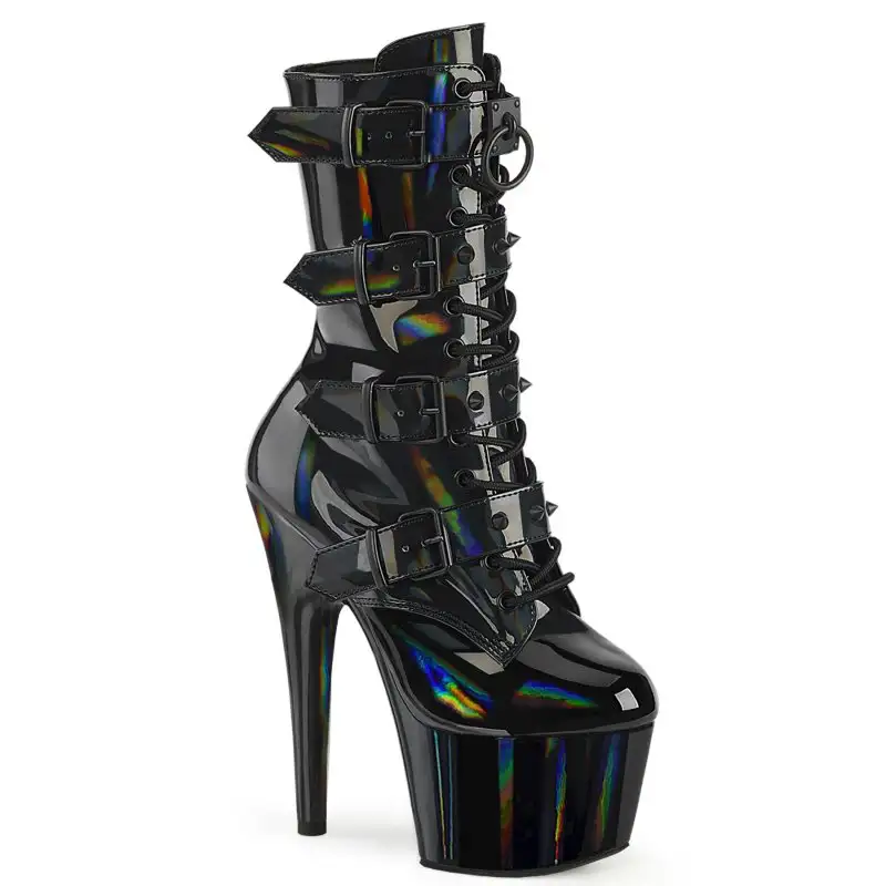 Černé kozačky s hologramem ADO1046/BHG/M Pleaser Černé kozačky s hologramem ADO1046/BHG/M Pleaser