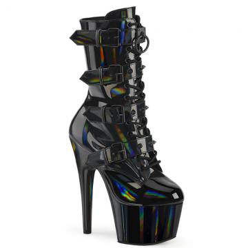 Kotníkové boty | Černé kozačky s hologramem ADO1046/BHG/M Pleaser