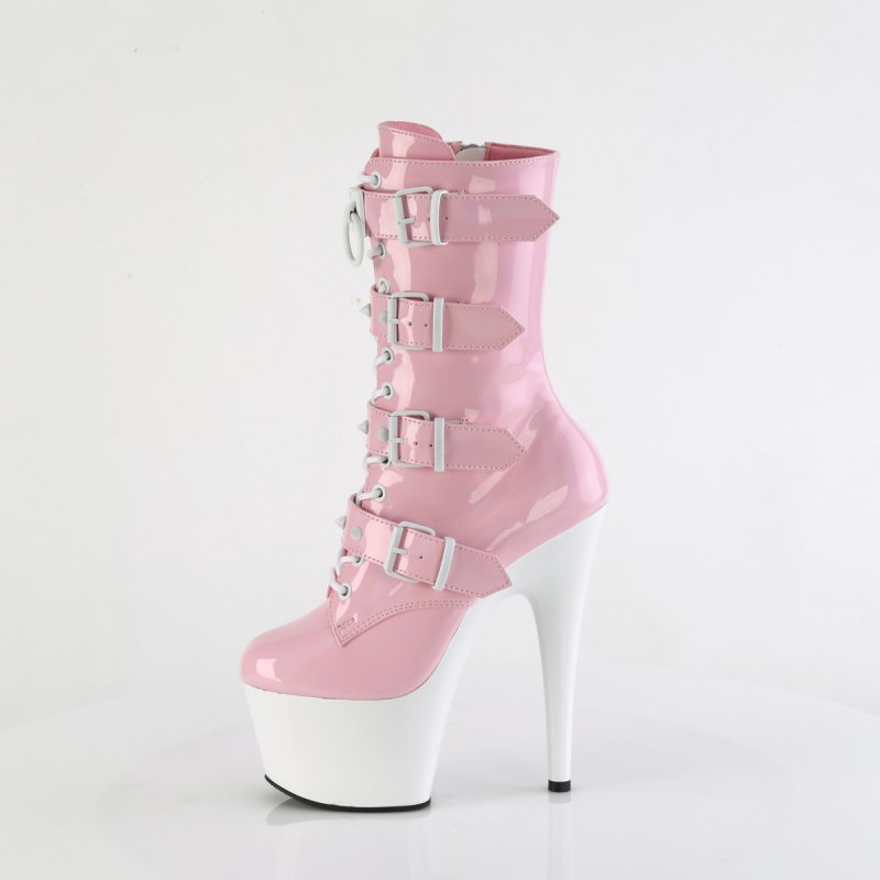 Růžovo-bílé taneční kozačky na striptýz ADO1046TT/BPHG/W | ADORE-1046TT Pleaser - z vnitřku