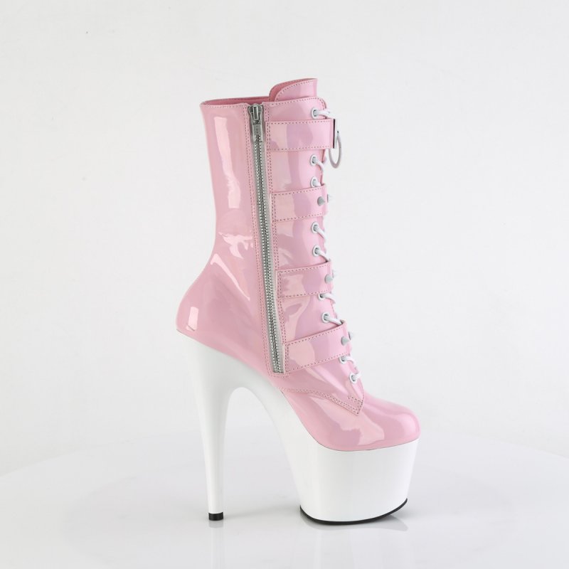 Růžovo-bílé taneční kozačky na striptýz ADO1046TT/BPHG/W | ADORE-1046TT Pleaser - z vnějšku