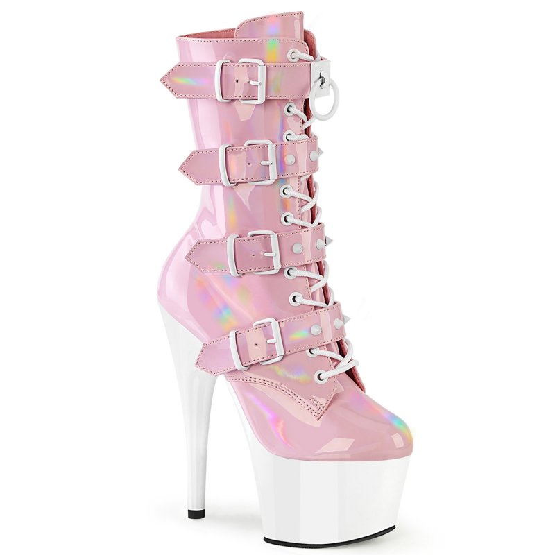 Růžovo-bílé taneční kozačky na striptýz ADO1046TT/BPHG/W | ADORE-1046TT Pleaser