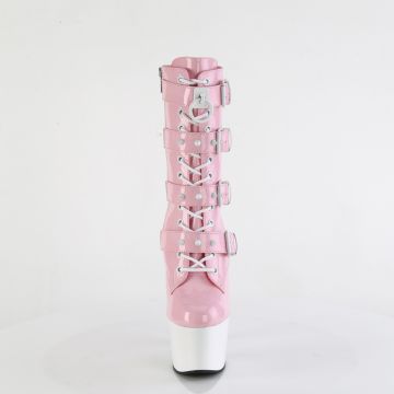 Růžovo-bílé taneční kozačky na striptýz ADO1046TT/BPHG/W | ADORE-1046TT Pleaser - zepředu