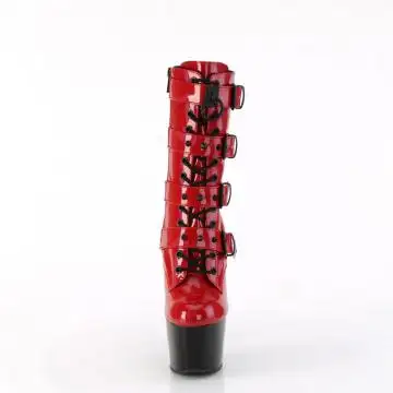 Červeno-černé taneční kozačky na striptýz ADO1046TT/RHG/B | ADORE-1046TT Pleaser - zepředu