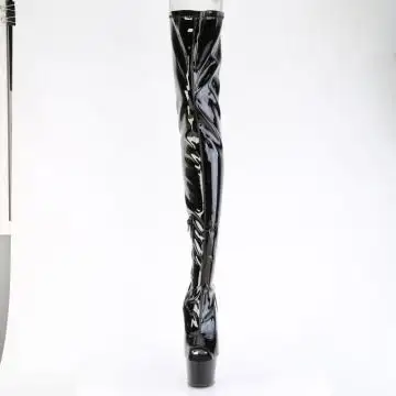 Černé erotické kozačky na stehna ADO4011/B/M Pleaser | ADORE-4011 Pleaser - zepředu