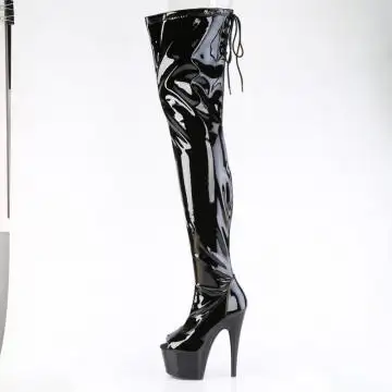 Černé erotické kozačky na stehna ADO4011/B/M Pleaser | ADORE-4011 Pleaser - z vnitřku
