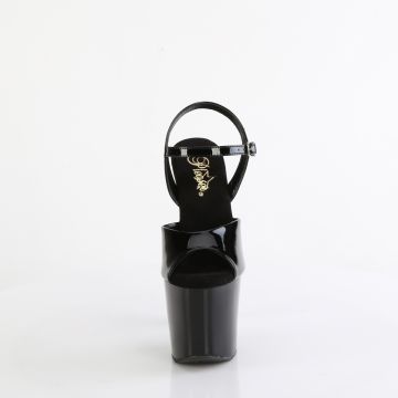 Černé sandály s kuličkami na podpatku BLISS709/B/B-SCH | BLISS-709 Pleaser - zepředu
