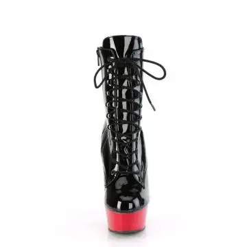 Černo-červené sexy kozačky DEL1020/B/R | DELIGHT-1020 Pleaser - zepředu
