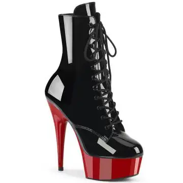 Černo-červené sexy kozačky DEL1020/B/R | DELIGHT-1020 Pleaser