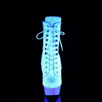 Bílé svítící neon kozačky do nočních klubů DEL1020LG/NWMG/NW | DELIGHT-1020LG Pleaser - zepředu
