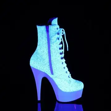 Bílé svítící neon kozačky do nočních klubů DEL1020LG/NWMG/NW | DELIGHT-1020LG Pleaser - z vnějšku