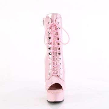 Růžové kotníkové go-go kozačky DEL1021/BP/M | DELIGHT-1021 Pleaser - zepředu