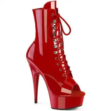 Červené kotníkové go-go kozačky DEL1021/R/M | DELIGHT-1021 Pleaser