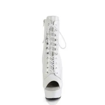 Bílé kotníkové go-go kozačky DEL1021/W/M | DELIGHT-1021 Pleaser - zepředu