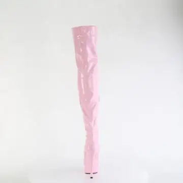Růžové erotické kozačky na stehna DEL3000HWR/BPHG/M | DELIGHT-3000HWR Pleaser - zezadu