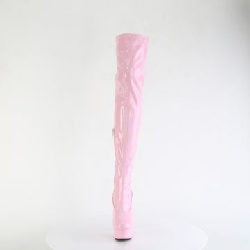 Růžové erotické kozačky na stehna DEL3000HWR/BPHG/M | DELIGHT-3000HWR Pleaser - zepředu